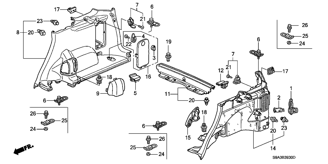 Honda 84670-SCA-A01ZB Lining, L. RR. Side *YR202L* (DARK SADDLE)