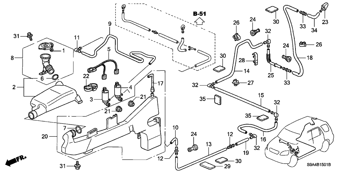 Honda 76828-SCA-A01 Joint L, Washer Pump