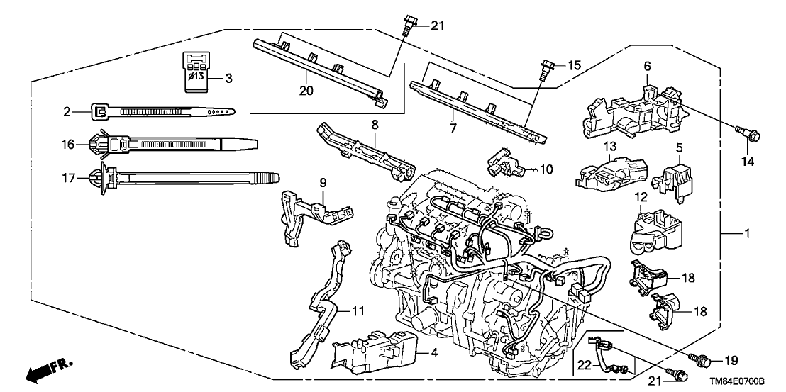Honda 32127-RBJ-000 Holder G, Engine Harness (Upper)