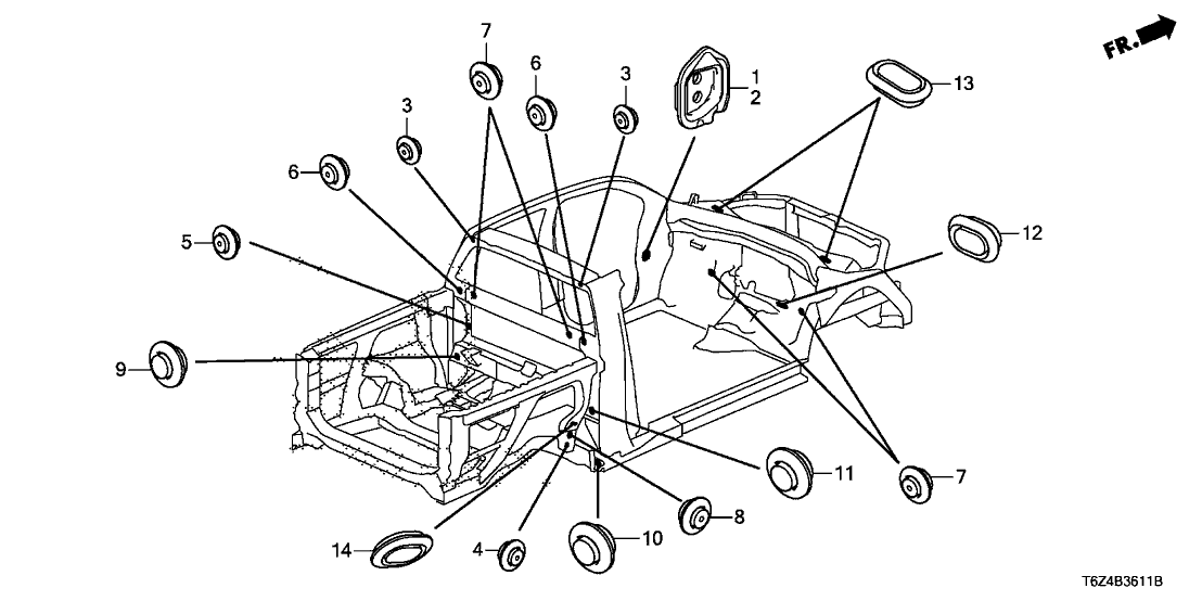 Honda 74513-TZ5-A00 Absorber, R. FR. Pillar (Lower)