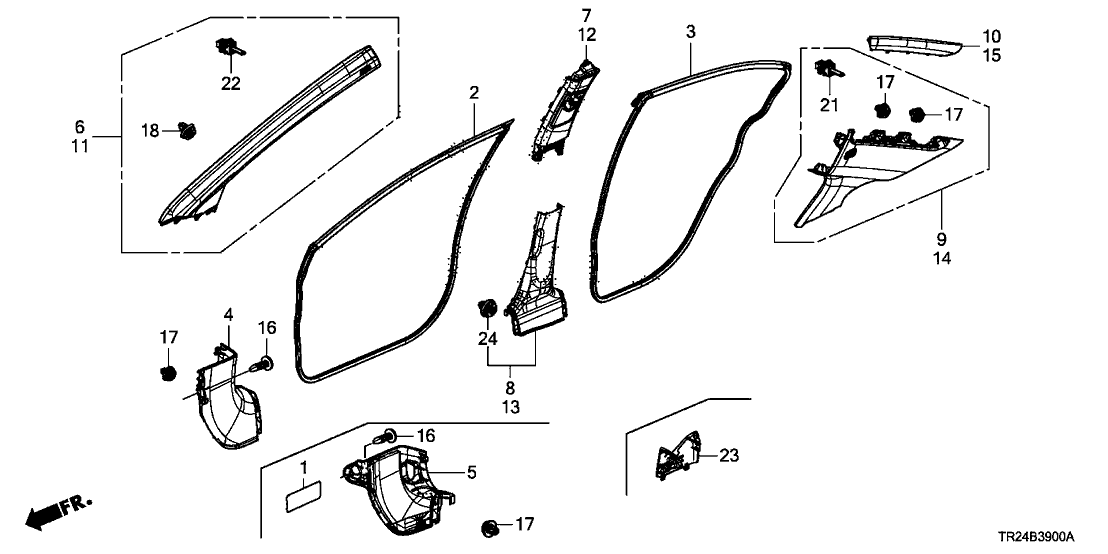 Honda 84123-TR0-A01ZB Tape Assy., R. Center Pillar (Lower) *NH686L* (WARM GRAY)