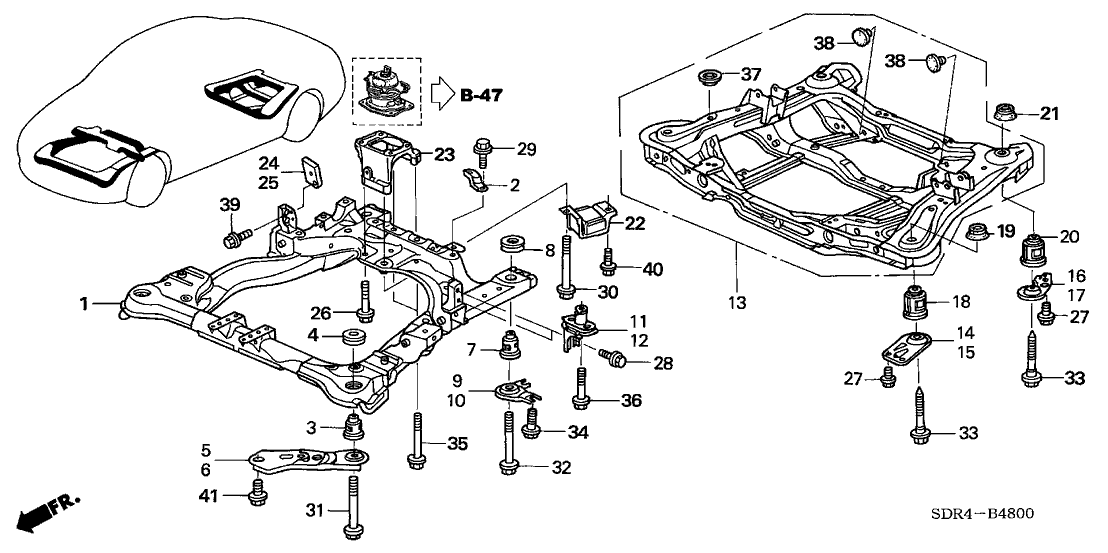 Honda 53807-SDR-A00 Weight, R. Middle Mounting