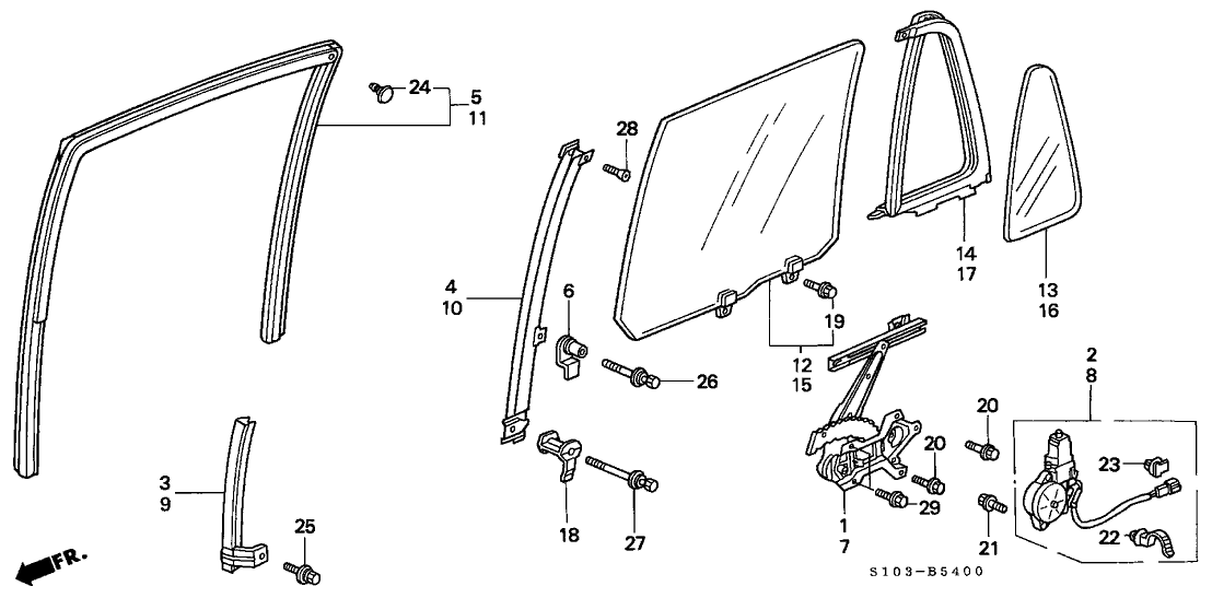 Honda 73450-S10-901 Glass Assy., L. RR. Door (Privacy) (Asahi)