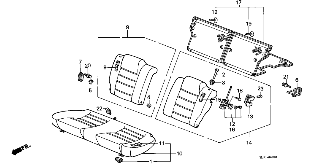 Honda 82520-SE0-A02ZA Seat-Back Assy., L. RR. *NH83L* (OFF BLACK)