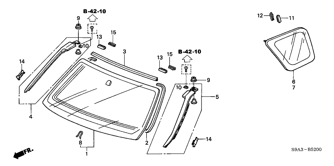 Honda 73111-SCA-305 Glass Set, Front Windshield (Green) (Asahi)