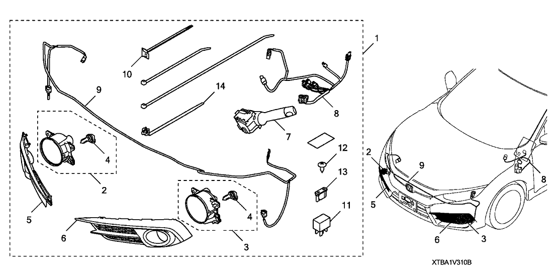 Honda 08V31-TBA-10030 Harness, Foglight Relay