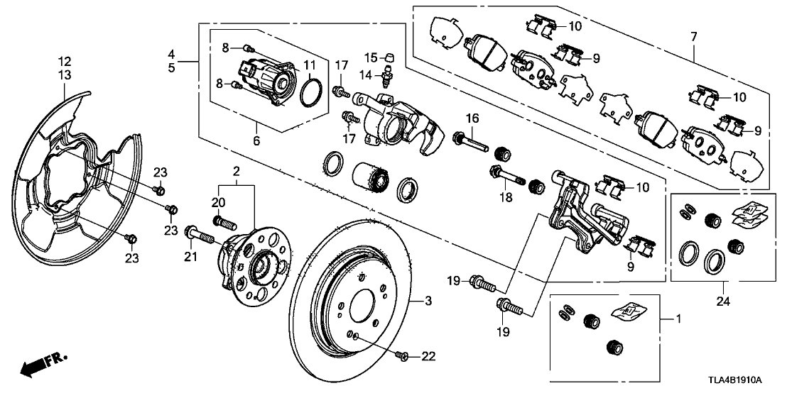 Honda 01473-TLA-A50 Caliper Set, Rear