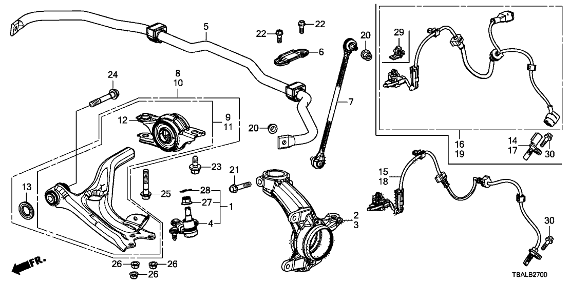 Honda 57455-TEX-R02 Sensor Assembly, Left Front