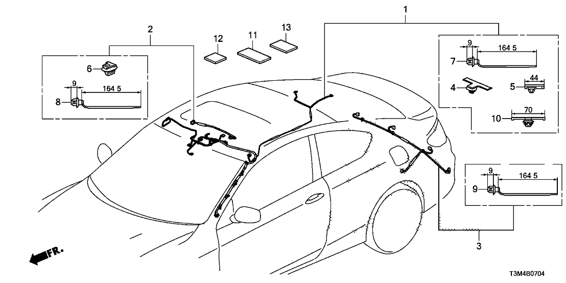 Honda 32164-T2A-Y01 Sub-Wire, RR. Bumper