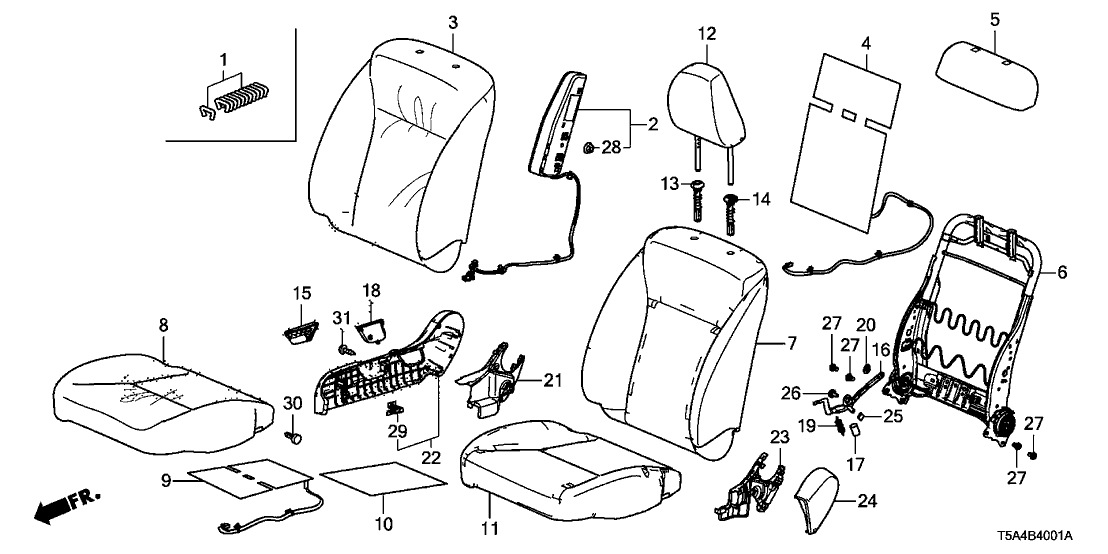 Honda 81233-T5R-A01 Muffler, Reclining Lever Spring