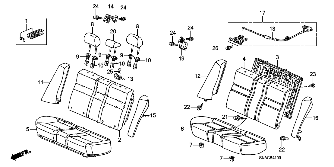 Honda 82140-SNE-L41ZA Headrest Assy., RR. *NH167L* (GRAPHITE BLACK)