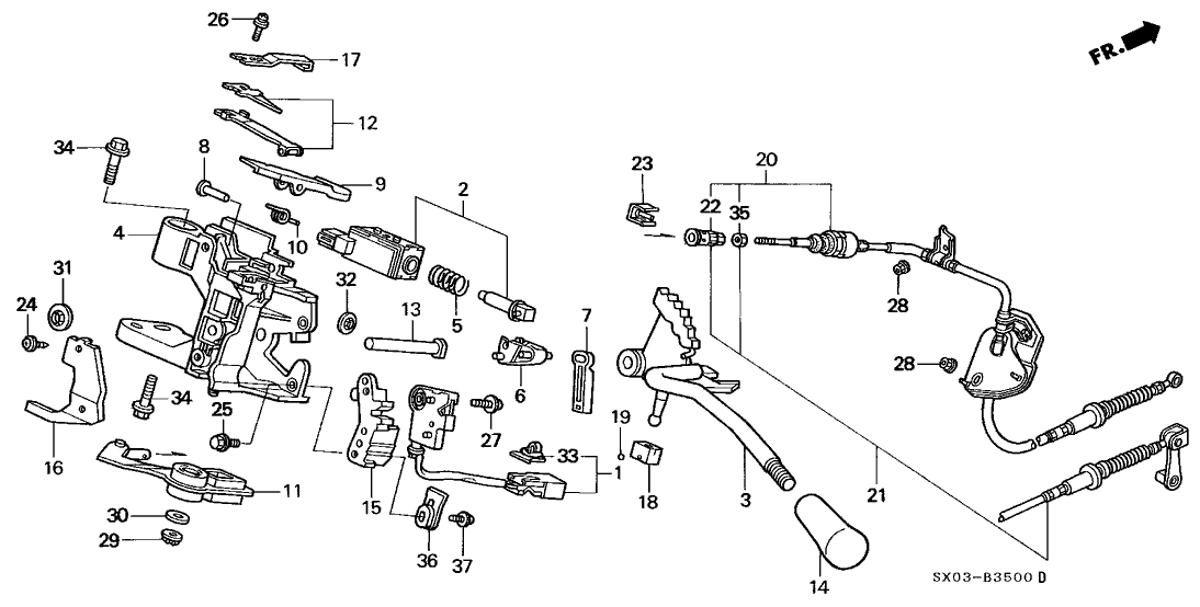 Honda 54030-SX0-A81 Lever, Shift Lock Release