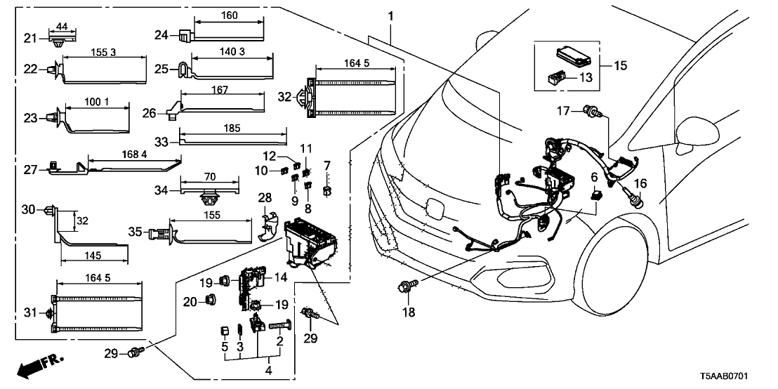 Honda 32121-T5R-407 WIRE HARN L CABIN