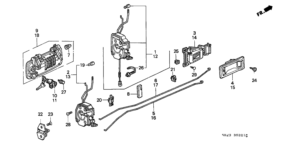 Honda 72180-SH3-004 Handle Assembly, Left Front (Outer Lock)