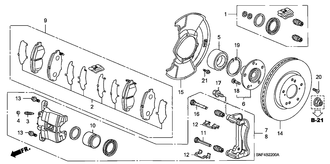 01463S7AN01 Genuine Honda Caliper Set, FR.