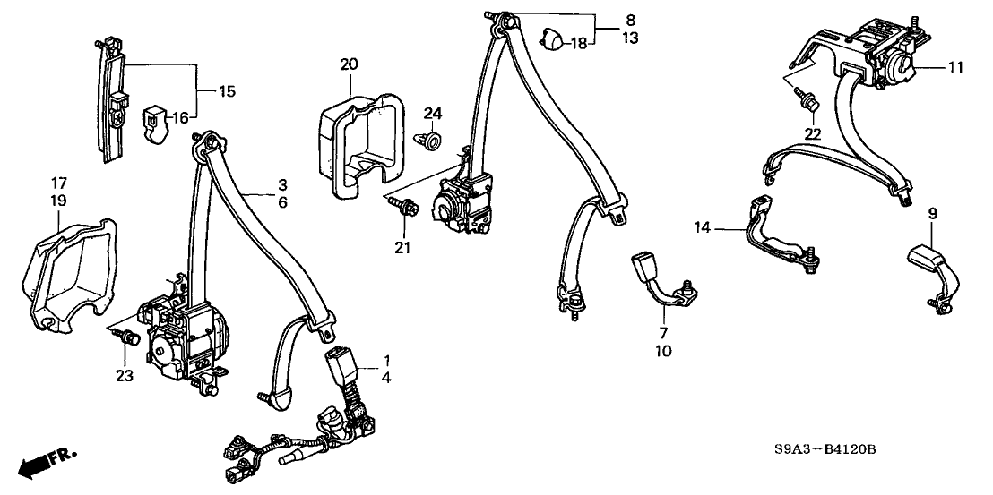 Honda 04818-SCA-A00ZC Tongue Set, L. FR. Seat Belt (Outer) *YR113* (Typed) (DARK BROWN)