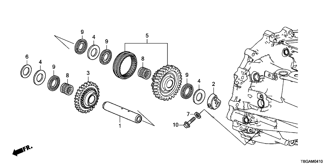 Honda 23261-57A-000 Shaft,Rvs Gear