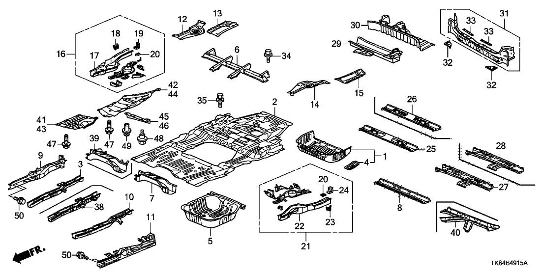 Honda 65641-TK8-A00ZZ Outrigger B, RR. Frame