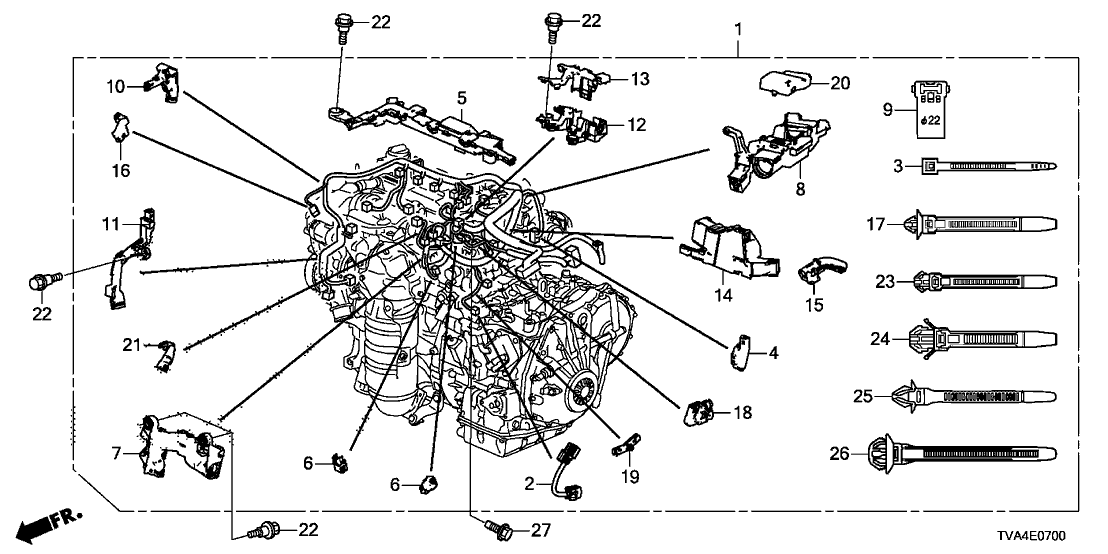 Honda 32131-6A0-A01 Holder, Engine Wire Harness (Battery)(FR)