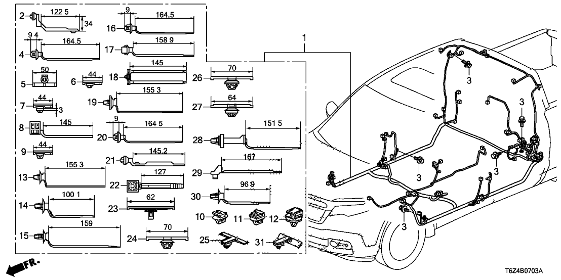 Honda 32107-T6Z-AZ0 WIRE HARNESS, FLOOR