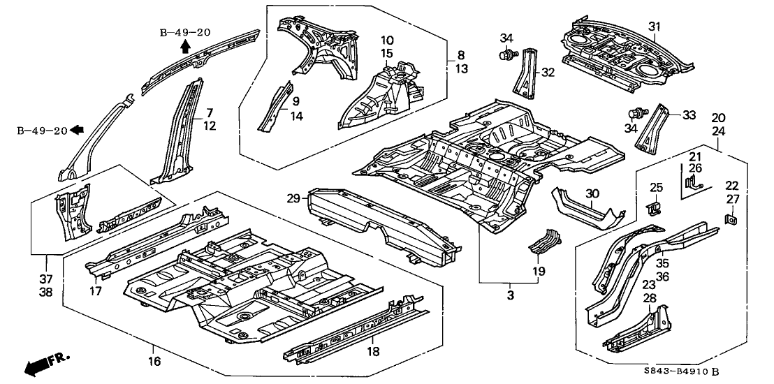 Honda 64620-S4K-A01ZZ Pillar, L. Center (Inner)