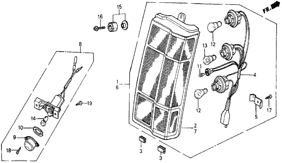 Honda 33501-SB6-671 Lens & Housing, R. Taillight