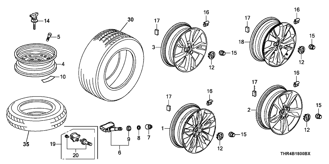 Honda 42753-T3R-A11 Sensor Assembly-, Tpms