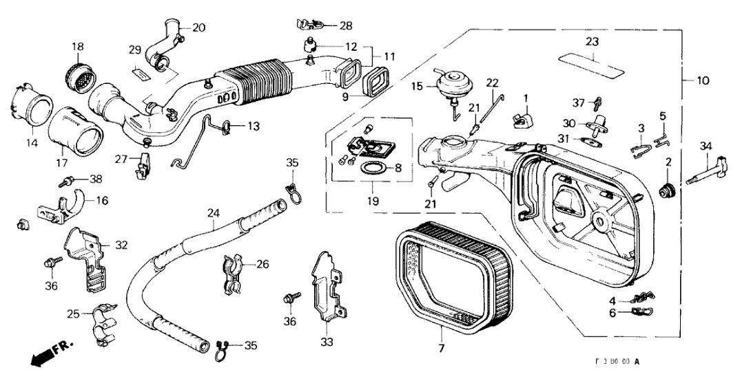 Honda 17231-PC6-660 Cover, Air In. Tube