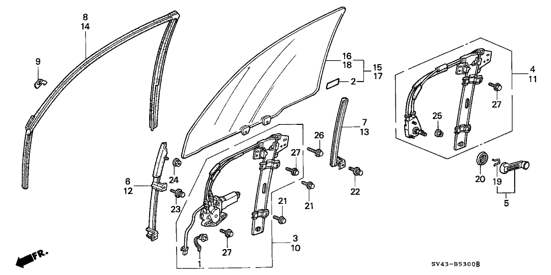 Honda 73300-SV4-V60 Glass Assy., R. FR. Door