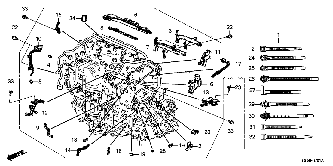 Honda 32133-RPY-G00 Holder, Engine Wire Harness Joint Pipe