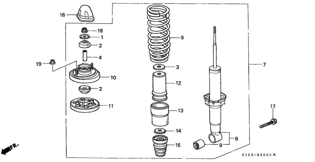 Honda 52610-S10-A01 Shock Absorber Assembly, Rear