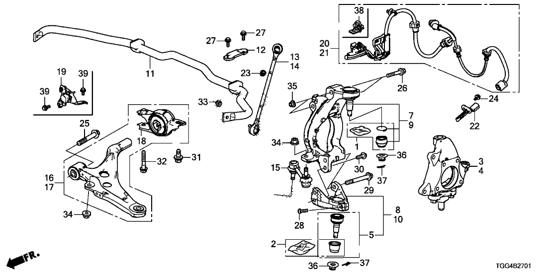 Honda 51395-TGH-A10 Bracket, Front-Compliance