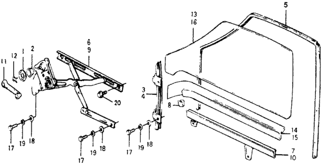 Honda 75321-671-000 Holder, L. FR. Door Glass