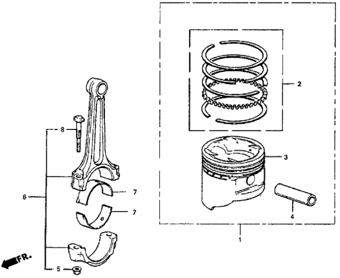 Honda 061C3-PC7-661 Piston Kit (Over Size) (0.25)