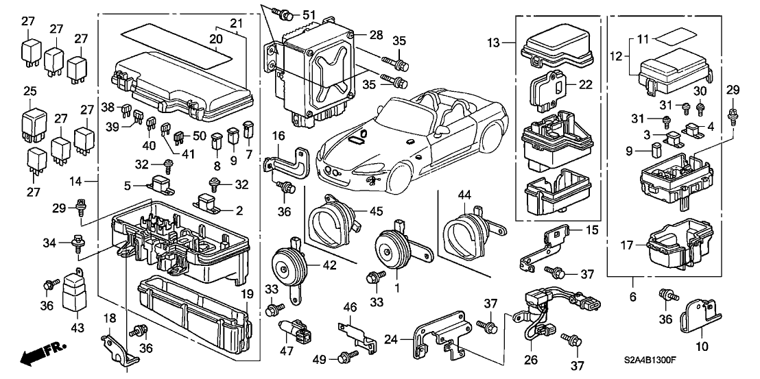 Honda 38251-S2A-000 Bracket, Relay Box (A)