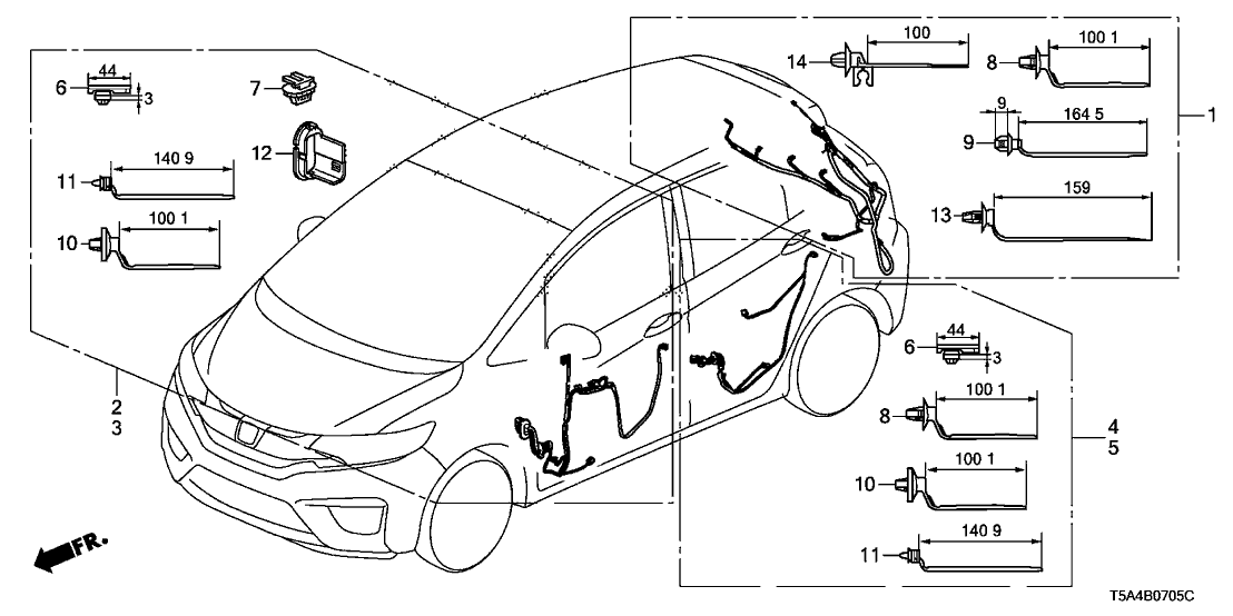 Honda 32752-T5R-A30 Wire Harness, Passenger Door