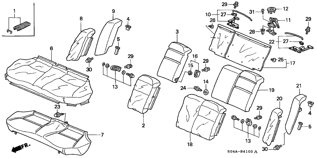 Honda 82152-S04-J32 Pad & Frame, Right Rear Seat-Back Side