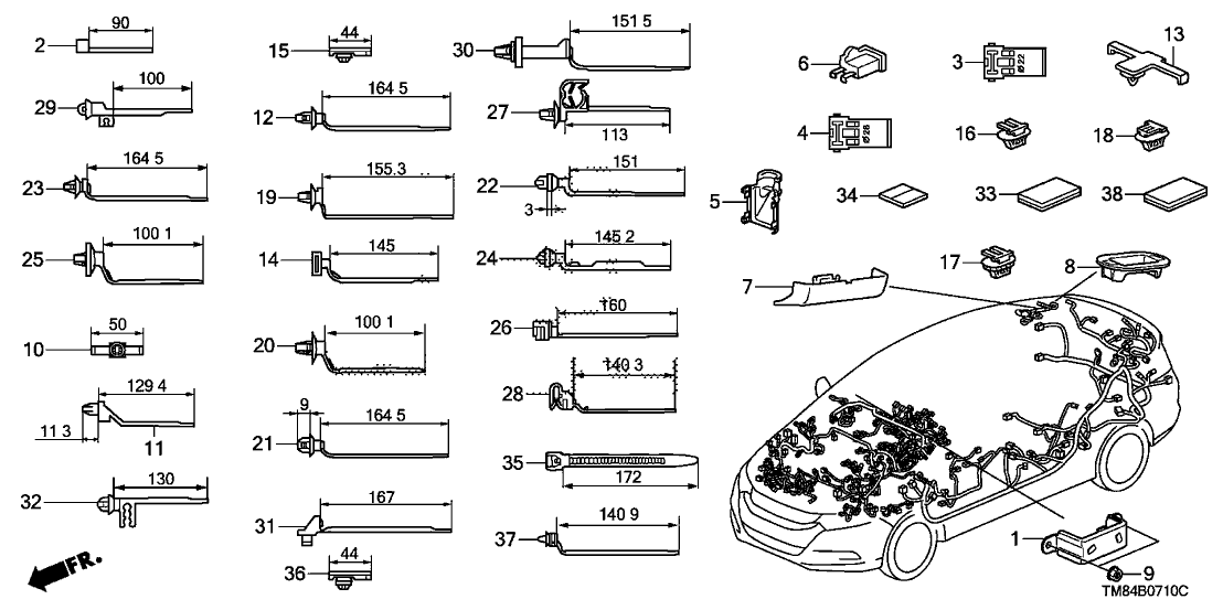 Honda 32101-TM8-A00 Bracket, Harness Clamp (LH)