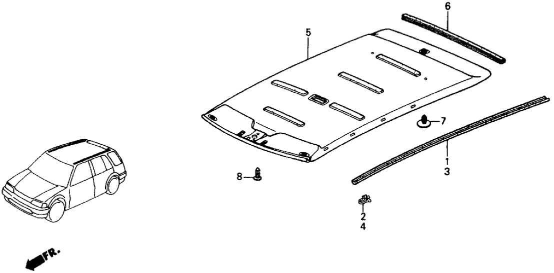 Honda 74306-SH5-010 Molding Assy., R. Roof