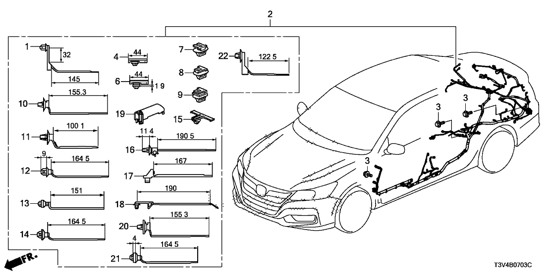 Honda 32160-T3V-A00 Wire Harness, L. Side