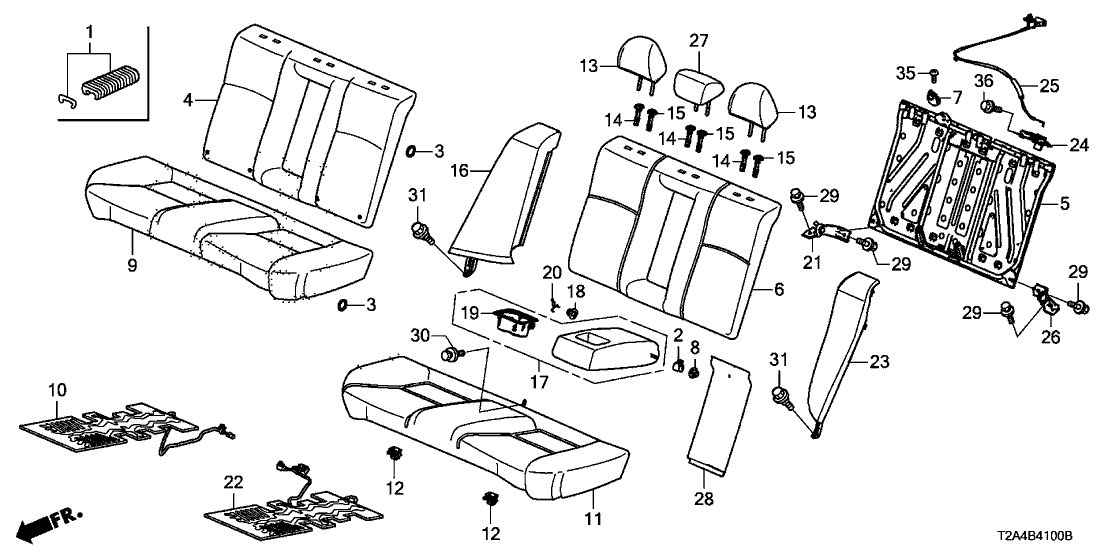 Honda 82140-T2A-A01ZB Headrest Assy., RR. *NH836L* (WISTERIA LIGHT GRAY)