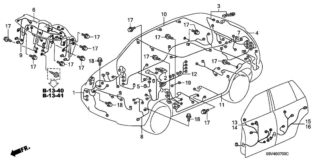 Honda 32107-S9V-A11 Wire Harness, R. Side