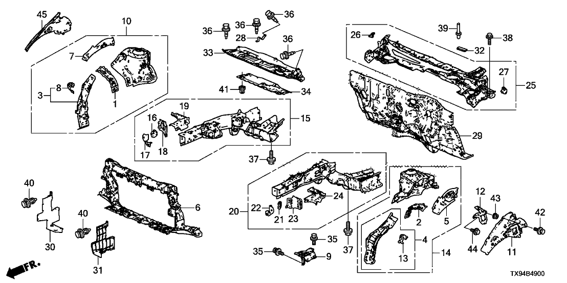 Honda 60910-TX9-A00ZZ Frame, L. FR. Side