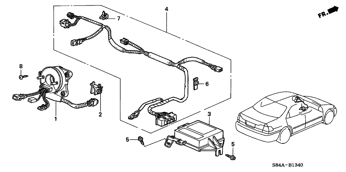 Honda 77961-S84-A21 Wire Harness, SRS Main