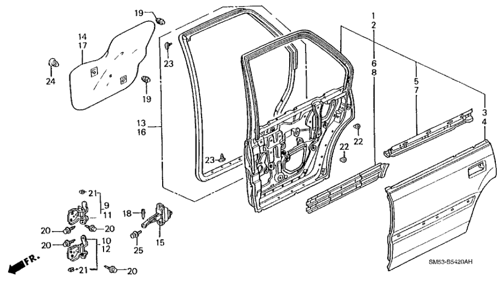 72861-SM4-A11 Honda Seal, L. RR. Door Hole (Power Window)