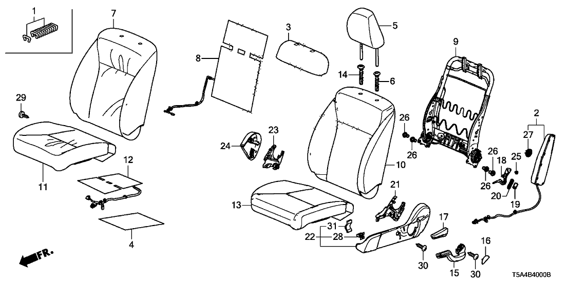 Honda 81527-TST-A61 Pad, L. FR. Seat-Back