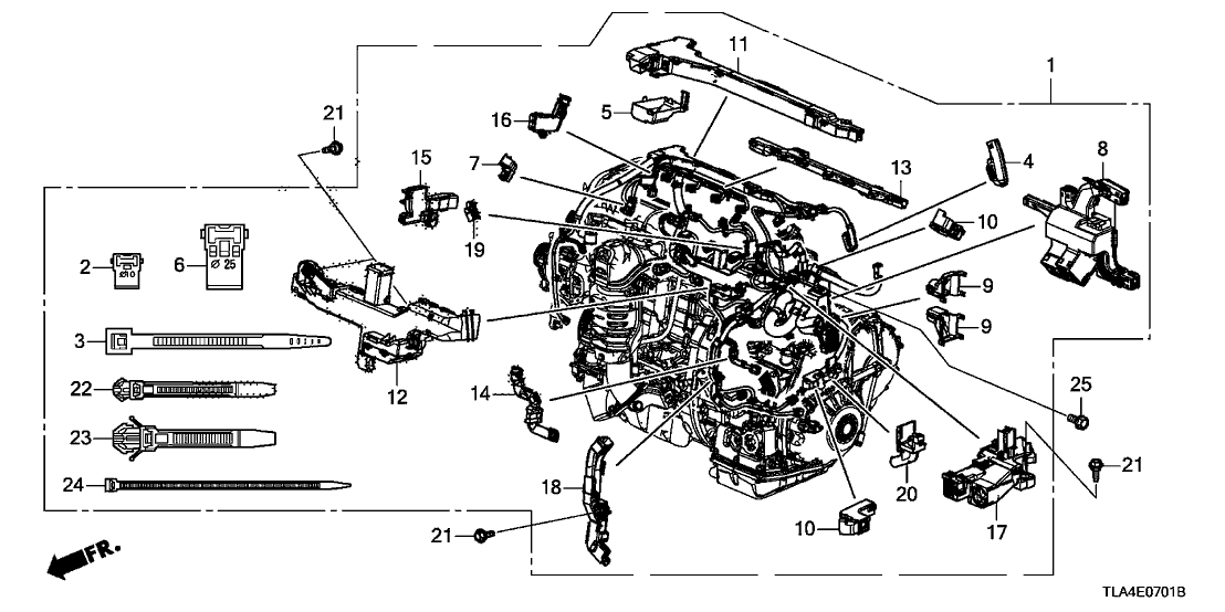 Honda 32125-5PH-A00 Holder, FR. Engine Wire Harness Battery