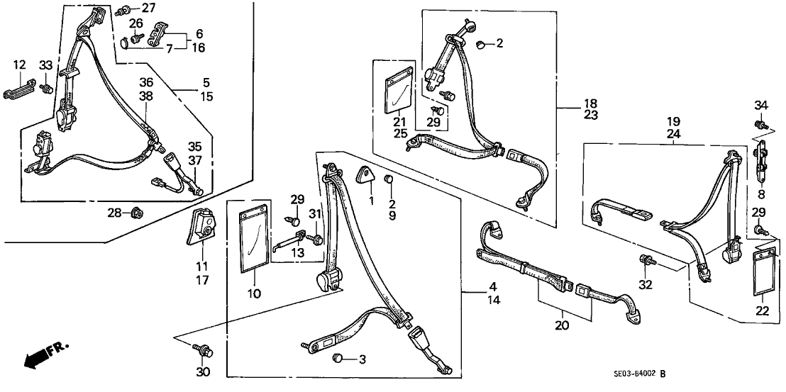 Honda 828A0-SE0-A13ZF Seat Belt Assy., L. RR. *NH83L/YR114L* (Takata)