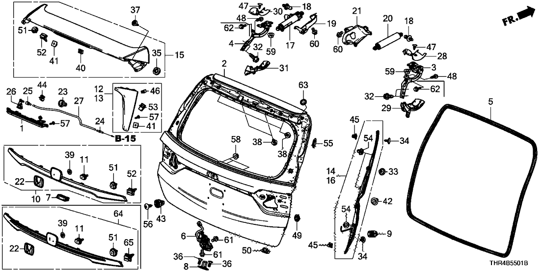 Honda 91514-THR-A11 CLIP, T/GATE GARN