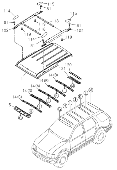 Honda 8-97201-533-0 Rail Assy., L. Roof